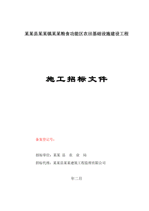 福建省某粮食功能区农田基础设施建设工程施工招标文件.doc