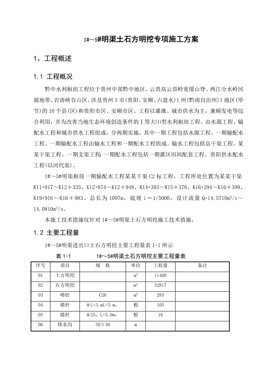 贵州某水利枢纽工程明渠土石方开挖支护专项施工方案.doc_第3页