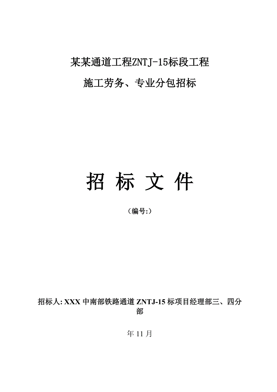 中南通道项目施工劳务、专业分包招标文件.doc_第1页