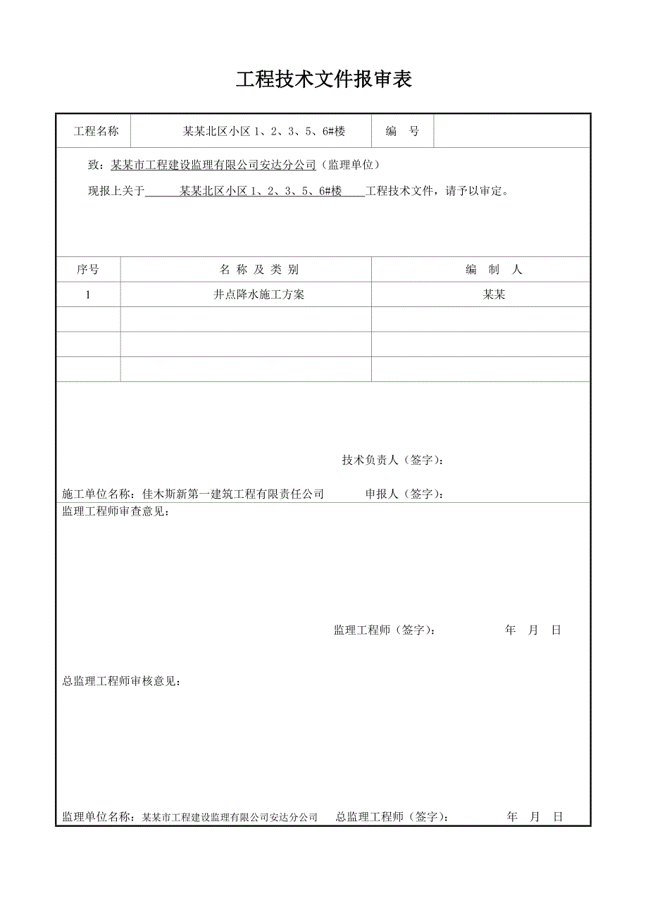 黑龙江某小区住宅楼轻型井点降水施工方案.doc_第1页