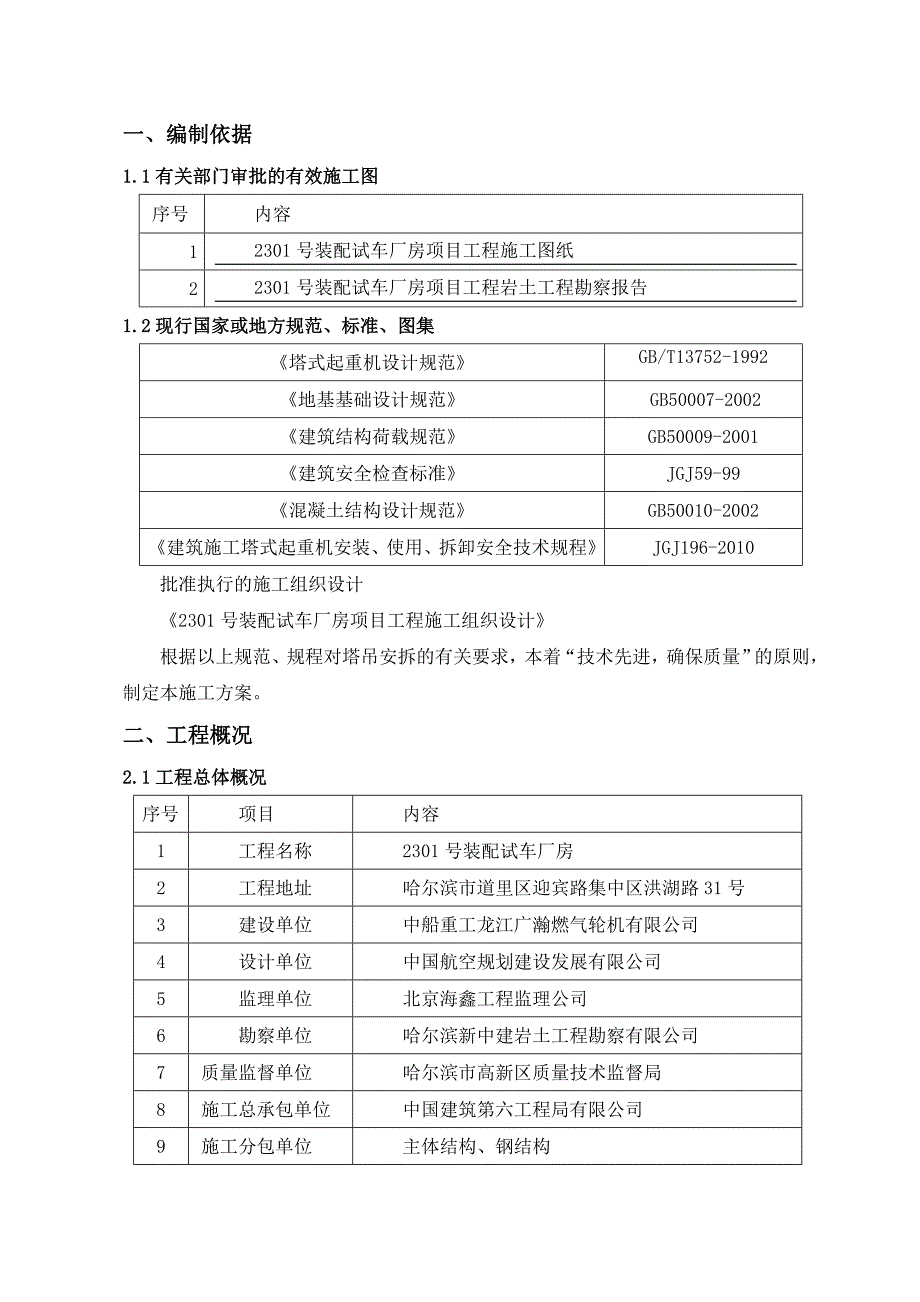 黑龙江某钢结构装配式车间厂房塔吊安拆施工方案.doc_第2页