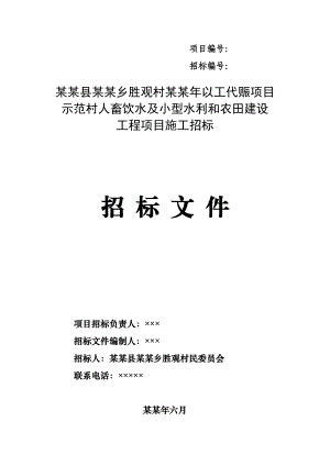 以工代赈项目 示范村人畜饮水及小型水利和农田建设工程项目施工招标.doc