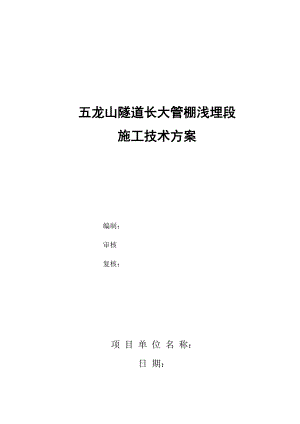 五龙山隧道长大管棚在隧道浅埋段的施工技术方案.doc