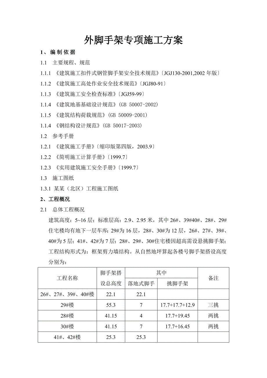 住宅楼落地式外脚手架专项施工方案.doc_第1页