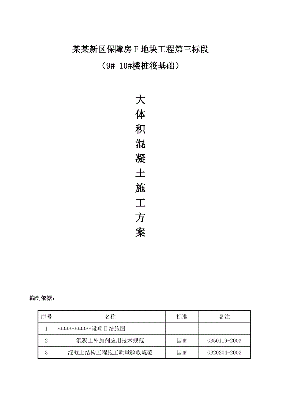 保障房筏板基础大体积砼施工方案.doc_第1页