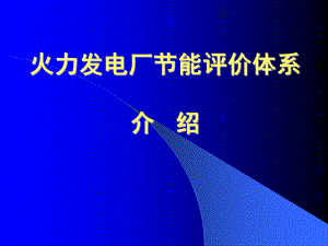 火力发电厂节能评价体系.ppt