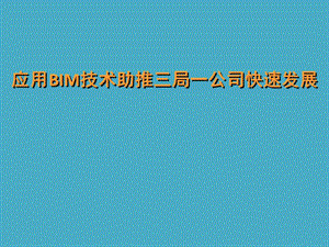 应用BIM技术助推三局一公司快速发展摘要.ppt