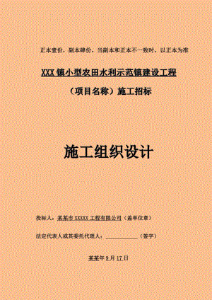 小型农田水利示范镇建设工程施工组织设计.doc