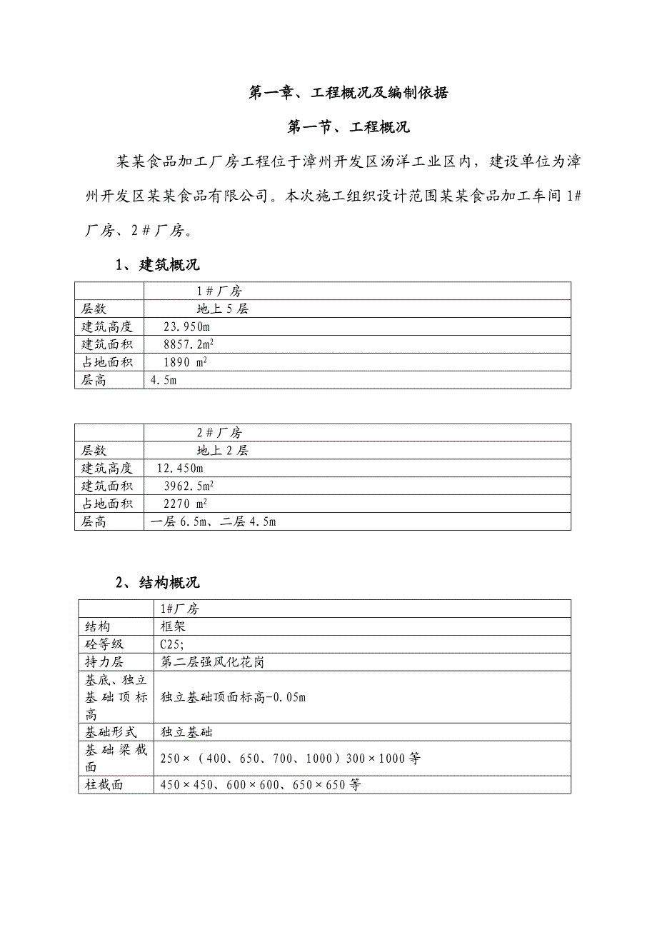 富发食品加工厂房工程施工组织设计.doc_第1页