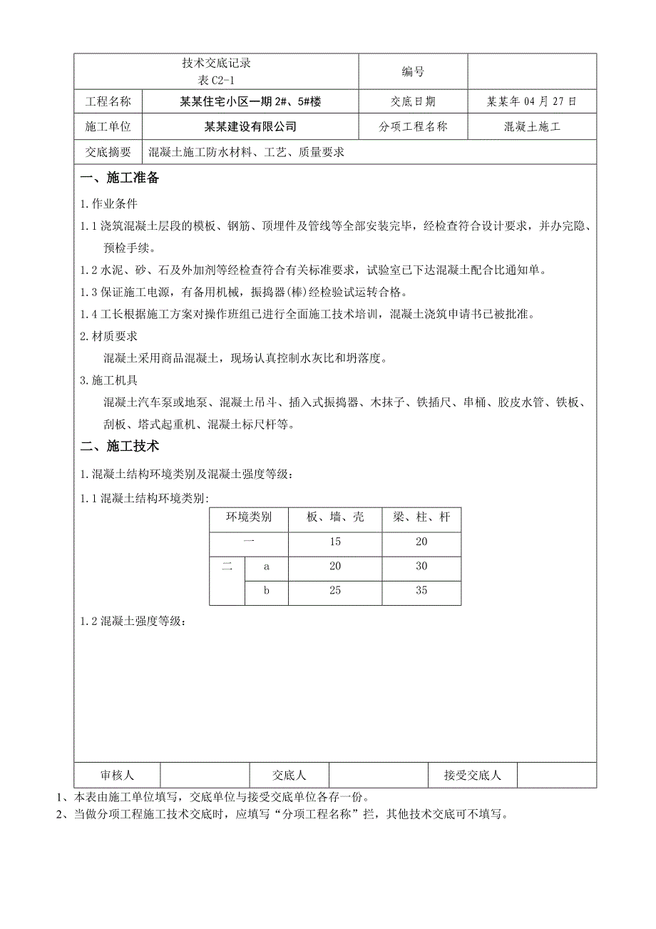 小区住宅楼混凝土施工技术交底河北.doc_第1页