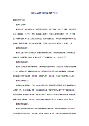 2024年鹤顶红花养护技巧.docx