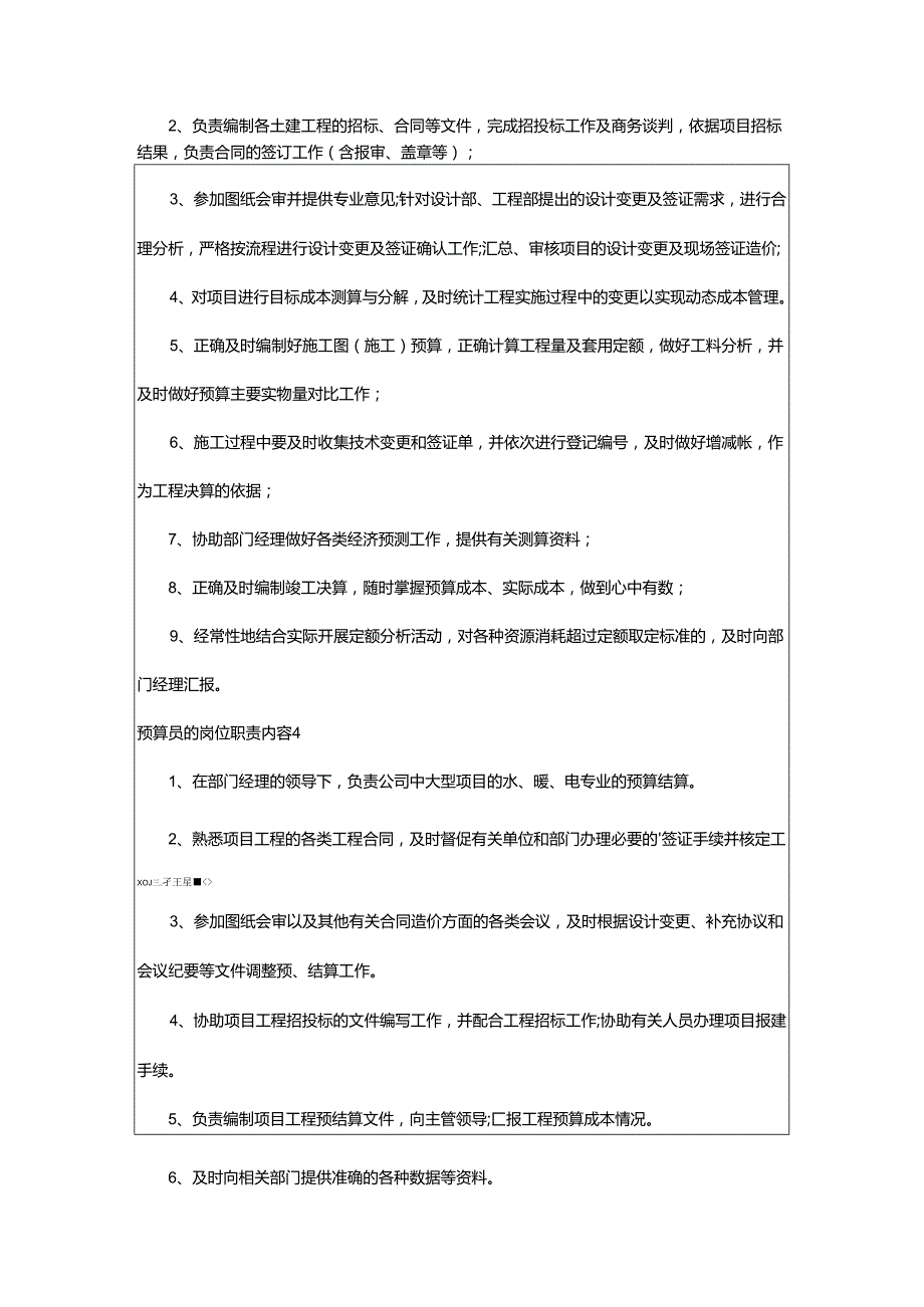 2024年预算员的岗位职责内容.docx_第2页