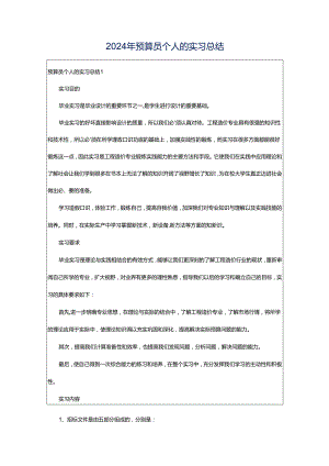 2024年预算员个人的实习总结.docx