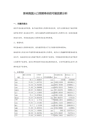 (作业)计量经济学论文(eviews分析)《影响我国人口预期寿命的可能因素分析》.docx