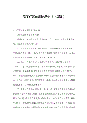 员工任职前廉洁承诺书（3篇）.docx