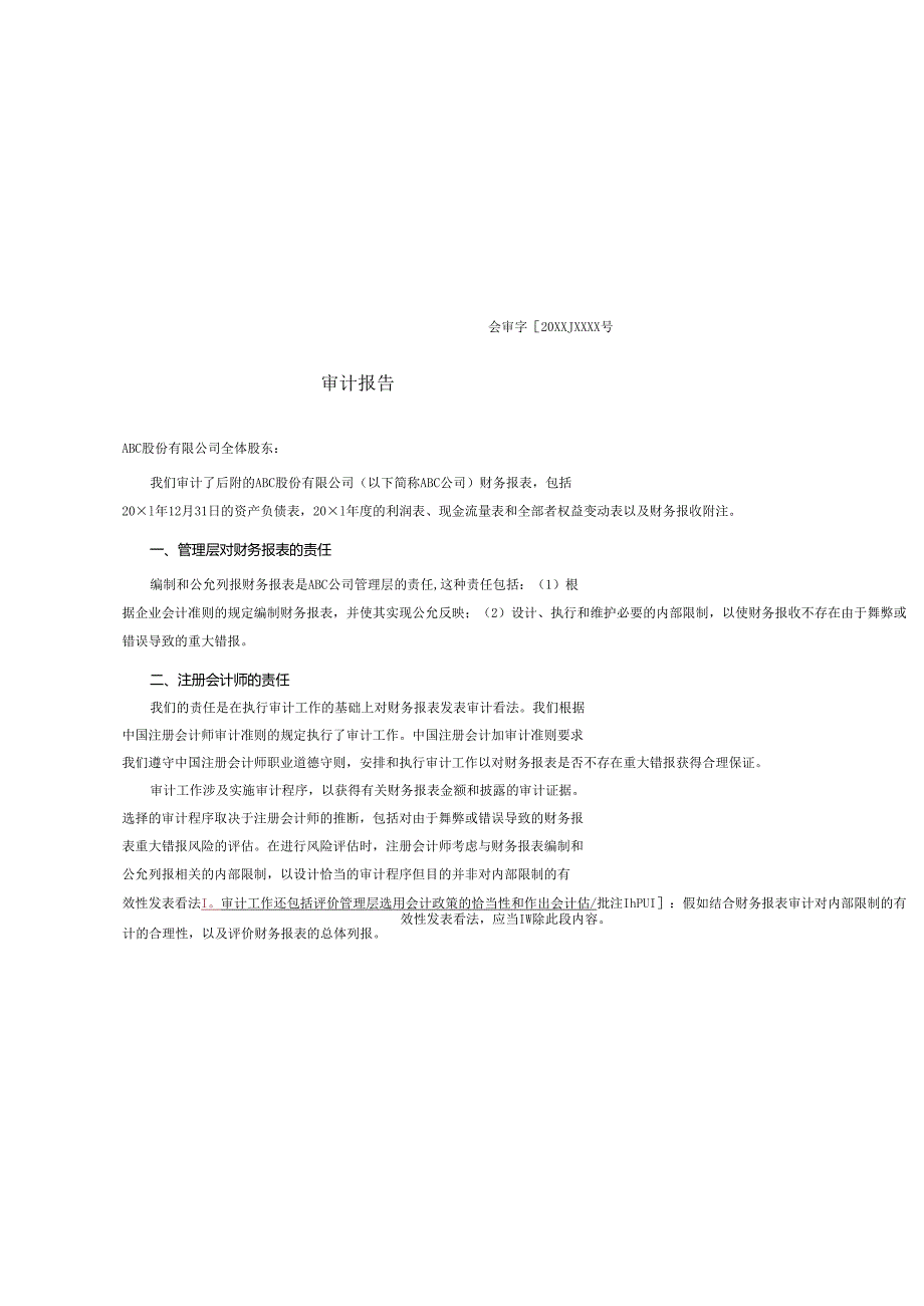 0-3-2保留意见的审计报告（单体-无法获取证据）.docx_第1页