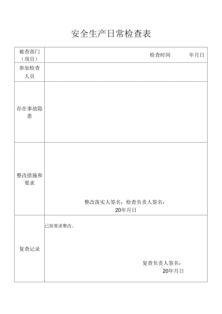 危险源日常检查表 .docx_第1页