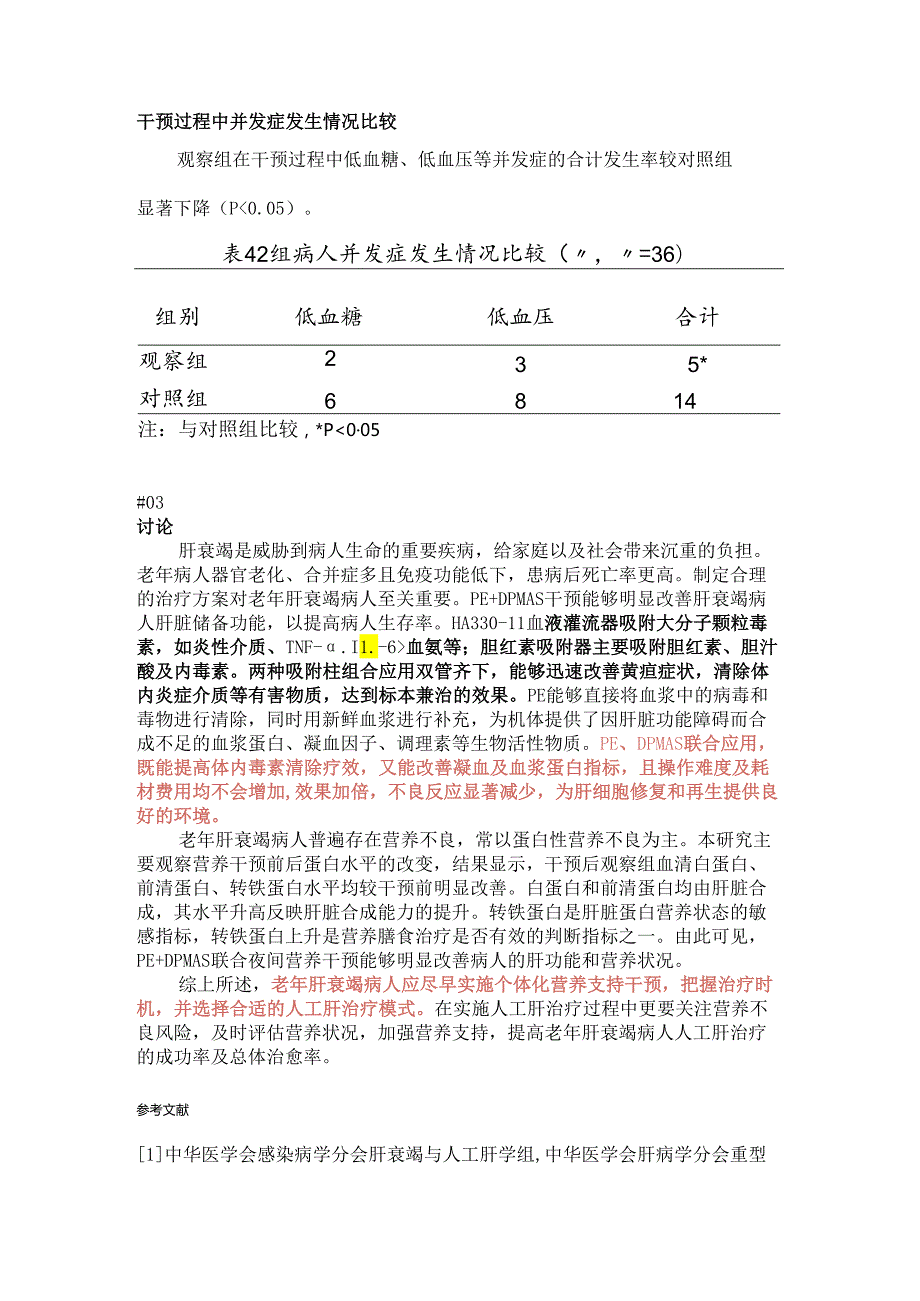 【文献解读】血浆置换＋双重血浆分子吸附系统联合夜间营养干预在老年肝衰竭病人中的疗效观察.docx_第3页