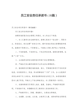 员工安全责任承诺书（35篇）.docx