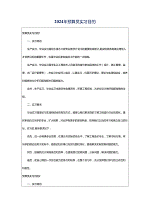 2024年预算员实习目的.docx