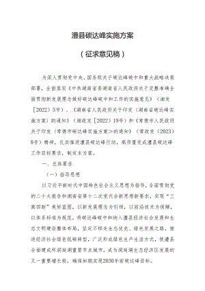 澧县碳达峰实施方案（征求意见稿）.docx