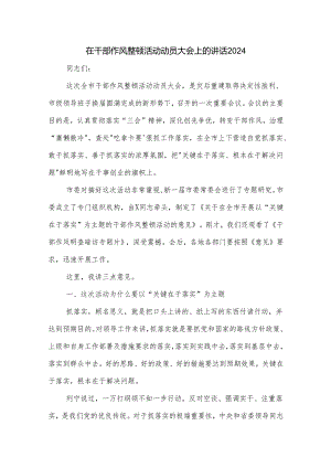 在干部作风整顿活动动员大会上的讲话2024.docx