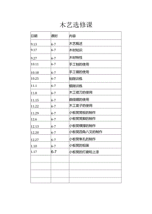 木艺选修课上课教案.docx