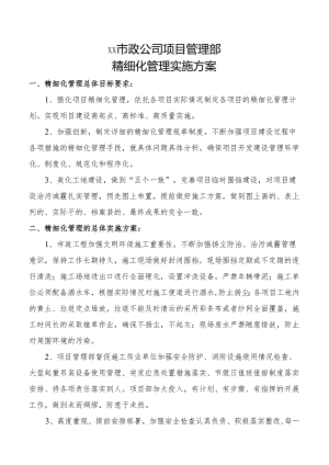 公司项目管理部精细化管理实施方案.docx