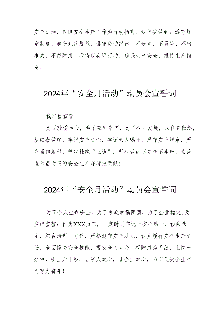 2024年国企单位安全生产月活动宣誓词 合计7份.docx_第2页