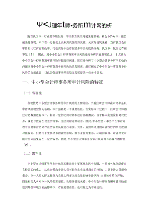 中小型会计师事务所审计风险分析.docx