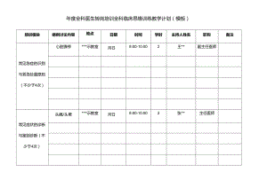 医院全科医生转岗培训全科临床思维训练教学计划（模板）.docx