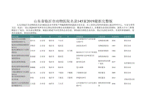 山东省临沂市动物医院名录2019版145家.docx