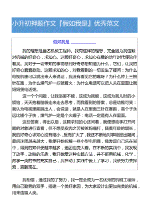 小升初押题作文假如我是___优秀范文.docx