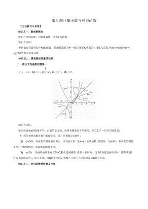 微专题14 幂函数与对勾函数（解析版）.docx