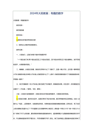 2024年大班教案：有趣的数字.docx