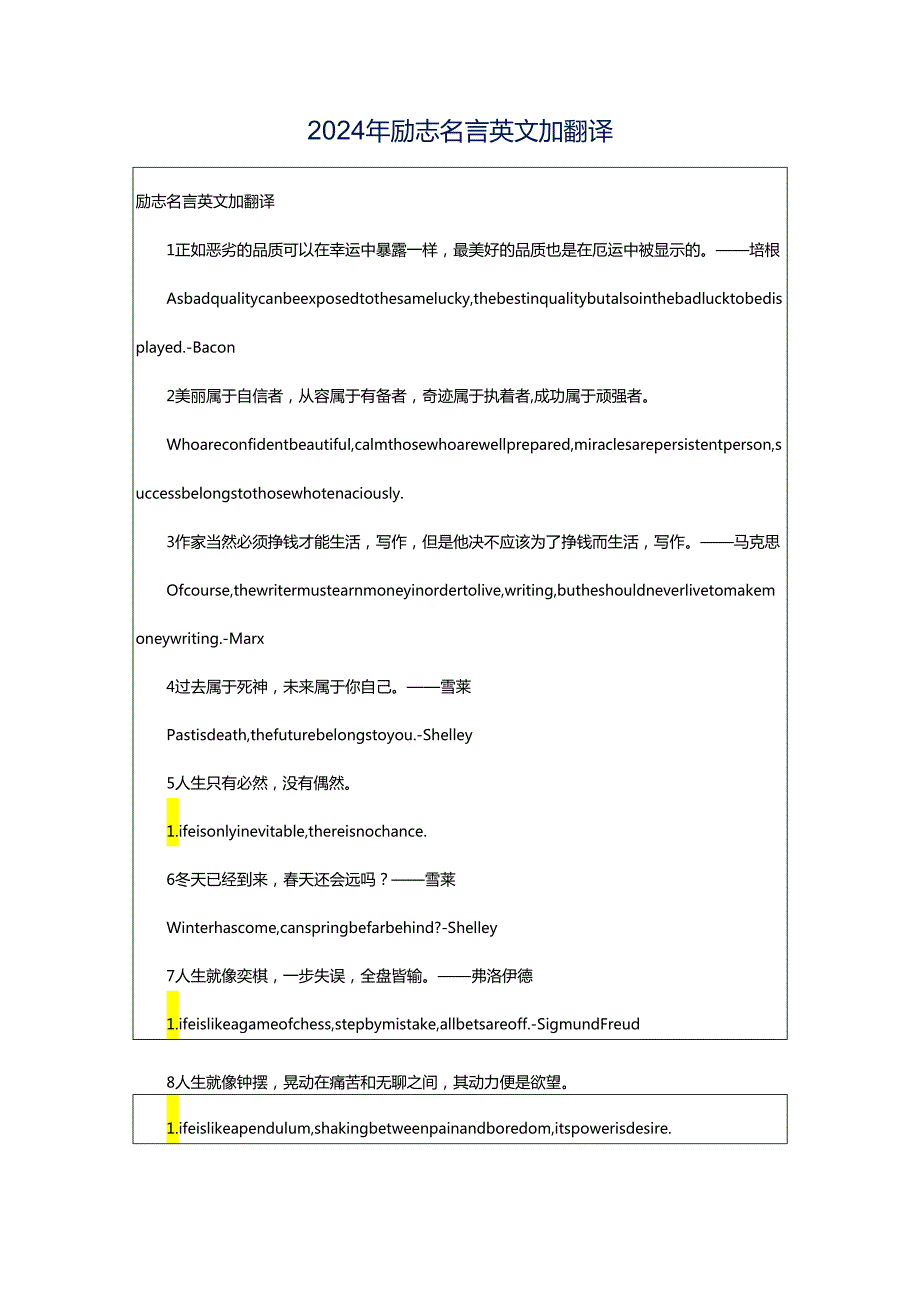 2024年励志名言英文加翻译.docx_第1页