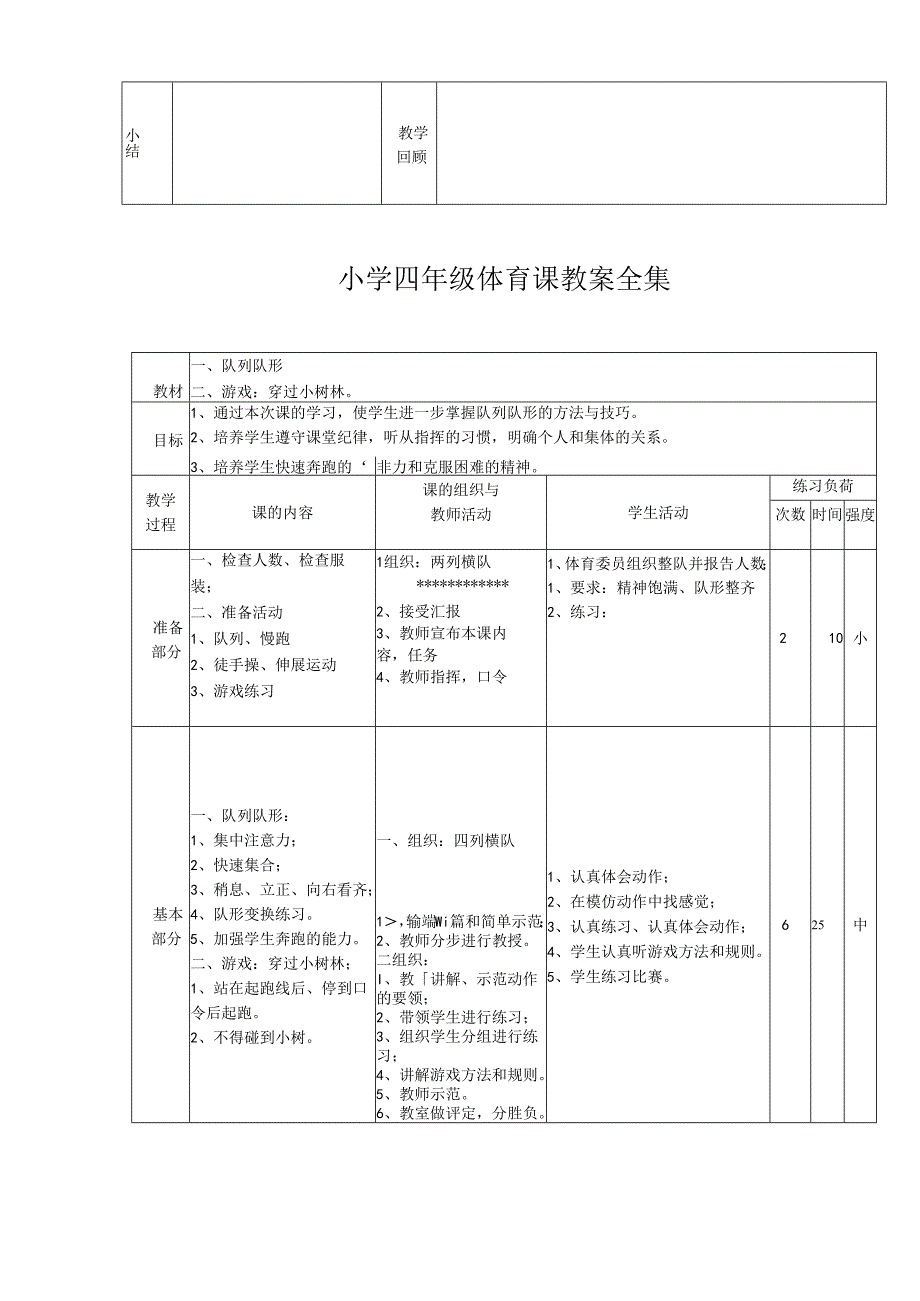 小学四年级体育课全集表格式教案（129页）.docx_第2页