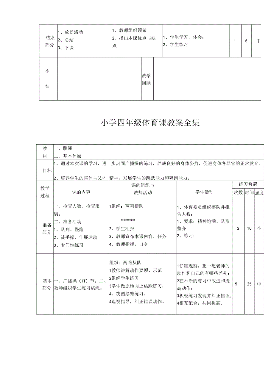 小学四年级体育课全集表格式教案（129页）.docx_第3页