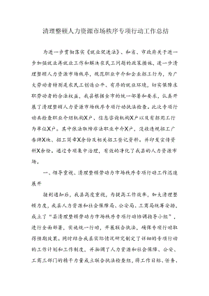 清理整顿人力资源市场秩序专项行动工作总结.docx