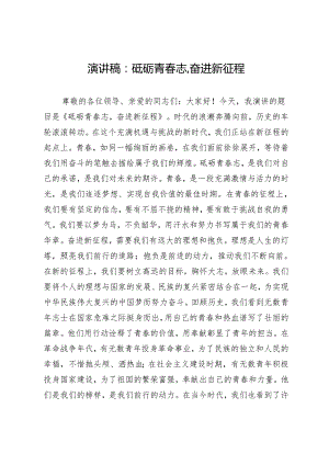 演讲稿：砥砺青春志奋进新征程.docx