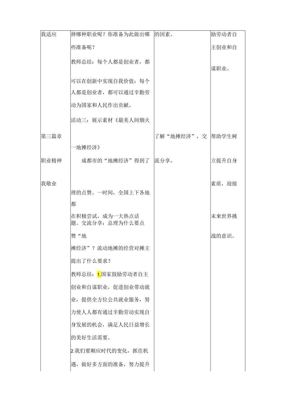 9年级下册道德与法治部编版教案第3单元《6.2 多彩的职业》.docx_第3页