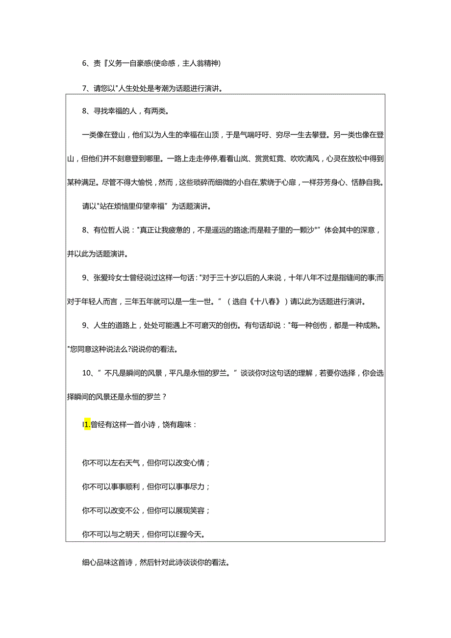 2024年即兴演讲的题目.docx_第2页