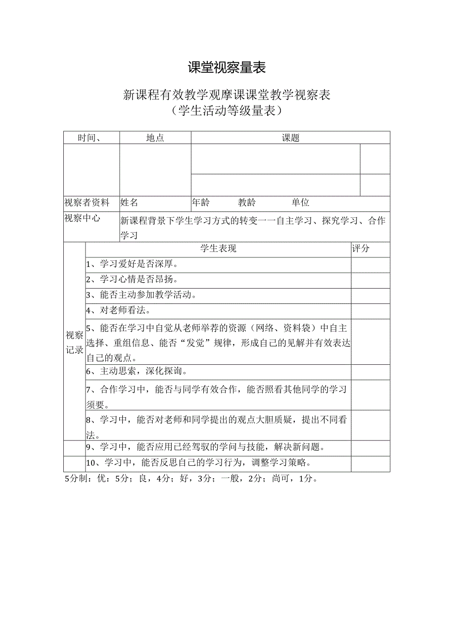 3.-五个课堂观察量表.docx_第1页