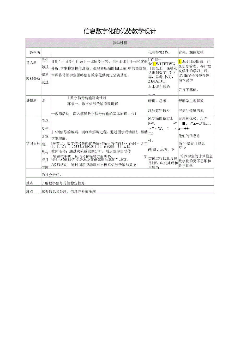 第6课 信息数字化的优势 教案4 四下信息科技赣科学技术版.docx_第1页