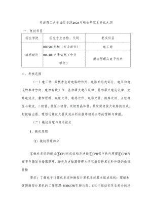 天津理工大学2024年硕士研究生招生考试复试大纲 海运：海运学院-复试大纲.docx