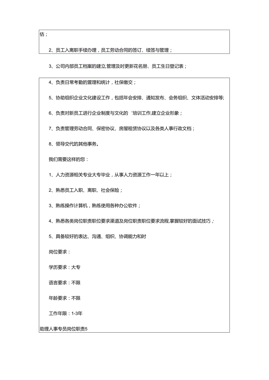 2024年助理人事专员岗位职责.docx_第3页