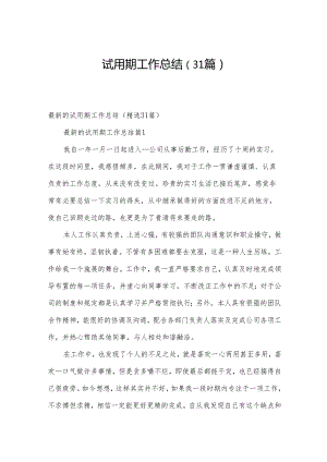 试用期工作总结（31篇）.docx