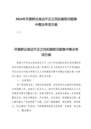 2024年开展群众身边不正之风和腐败问题集中整治专项方案.docx