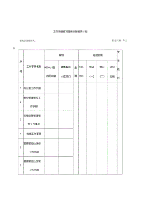 XX企业工作手册范文编写任务分配计划.docx