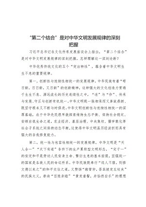 “第二个结合”是对中华文明发展规律的深刻把握【壹支笔文库2024】&党课：深入学习贯彻党的二十大精神 加快构建新安全格局.docx